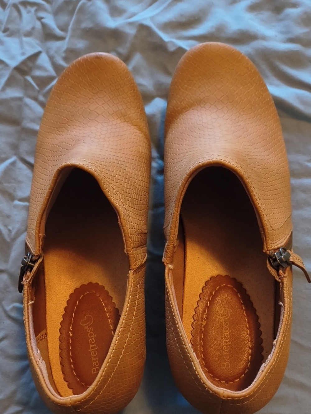 BareTraps Tan Textured Slip-On Loafers with Buckle Accent